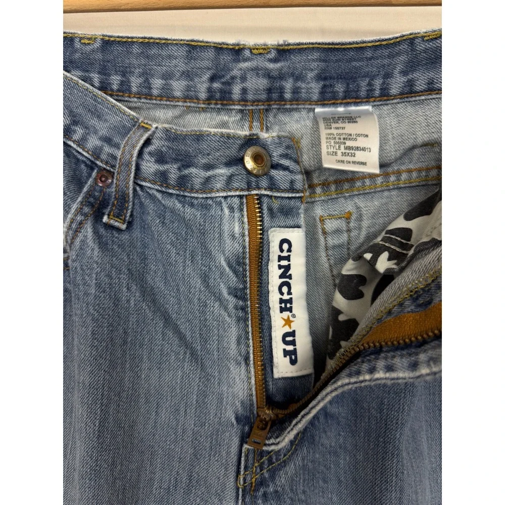 Cinch White Label Men's 100% Cotton Jeans 35x32 Blue Straight Leg Medium Wash